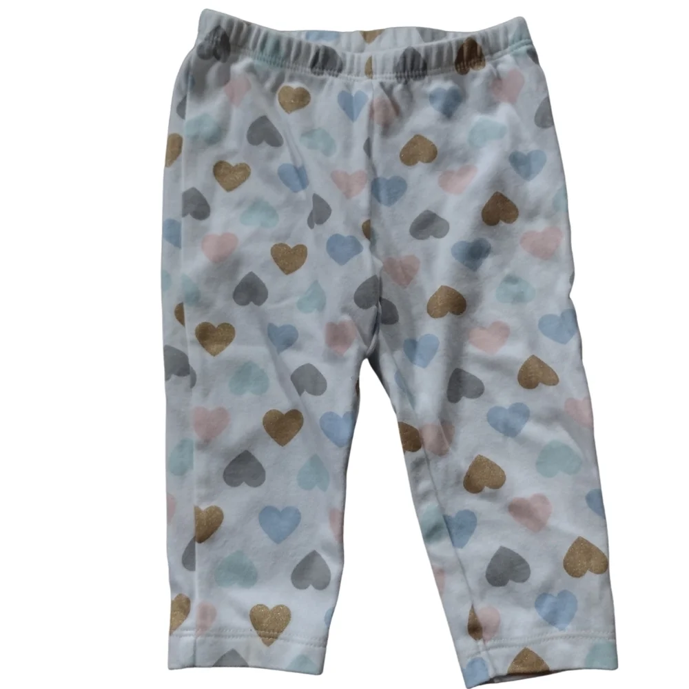 M3) Carter’s 12M Heart Print Baby Girl Leggings - Picture 3 of 7